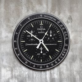 Omega Swatch MoonSwatch Wanduhr – Speedmaster Chronograph Look | Geschenk für Männer | 3D Druck