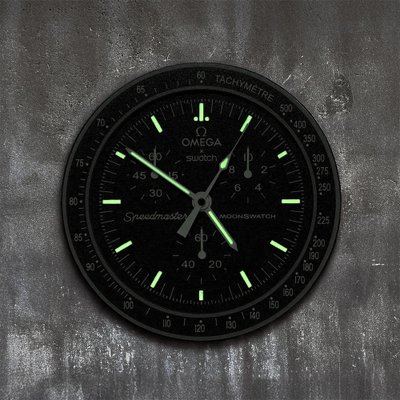Omega Swatch MoonSwatch Wanduhr – Speedmaster Chronograph Look | Geschenk für Männer | 3D Druck 3