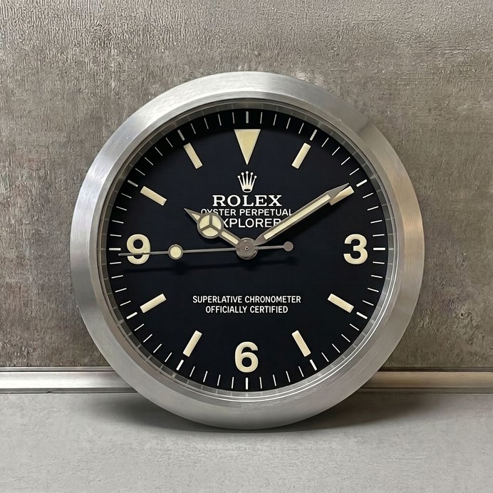 Rolex Explorer Wanduhr – Ikonischer Abenteuer-Look in Schwarz-Silber | Geschenk für Männer | 3D Druck 1