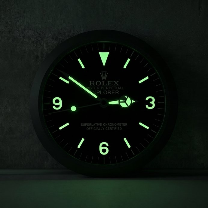 Rolex Explorer Wanduhr – Ikonischer Abenteuer-Look in Schwarz-Silber | Geschenk für Männer | 3D Druck 2