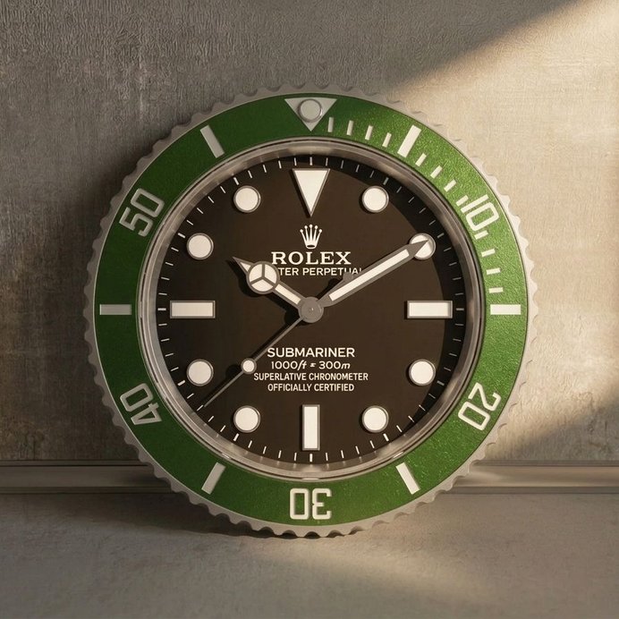 Nástěnné Hodiny Rolex Submariner – Vzhled Potápěčských Hodinek v Černé, Modré nebo Zelené | Dárek pro Muže | 3D Tisk 3