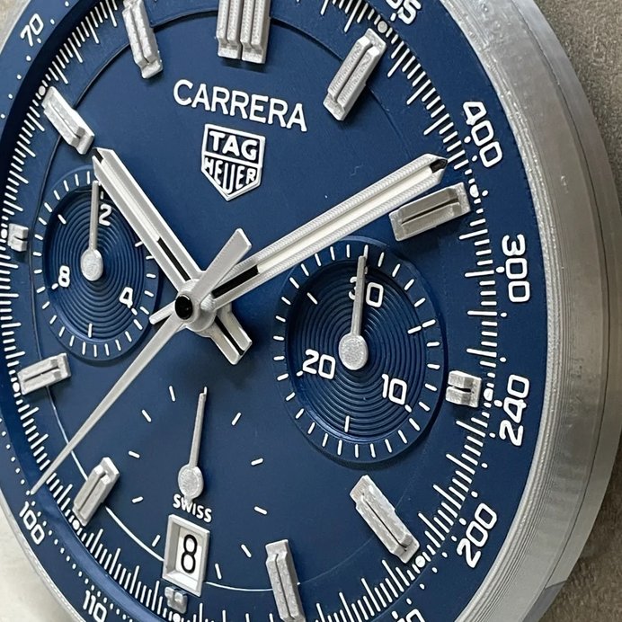 TAG Heuer Carrera Heuer 02 Wandklok – Racing-esthetiek ontmoet moderne elegantie! – Cadeau voor Mannen | 3D-print 2